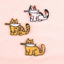 3 cái Cat Designs Miếng dán sắt, Polyester đầy màu sắc được may trên miếng vá - Nhiều màu - Xem 1
