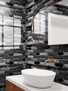 2入組磚圖案牆紙，彩色PVC創意牆藝術畫，適用於家居裝飾 - 黑與白 - 查看 5