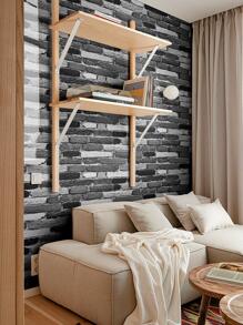 2入組磚圖案牆紙，彩色PVC創意牆藝術畫，適用於家居裝飾 - 黑與白 - 查看 12