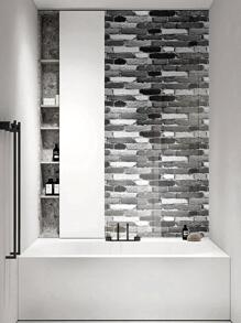 2入組磚圖案牆紙，彩色PVC創意牆藝術畫，適用於家居裝飾 - 黑與白 - 查看 4