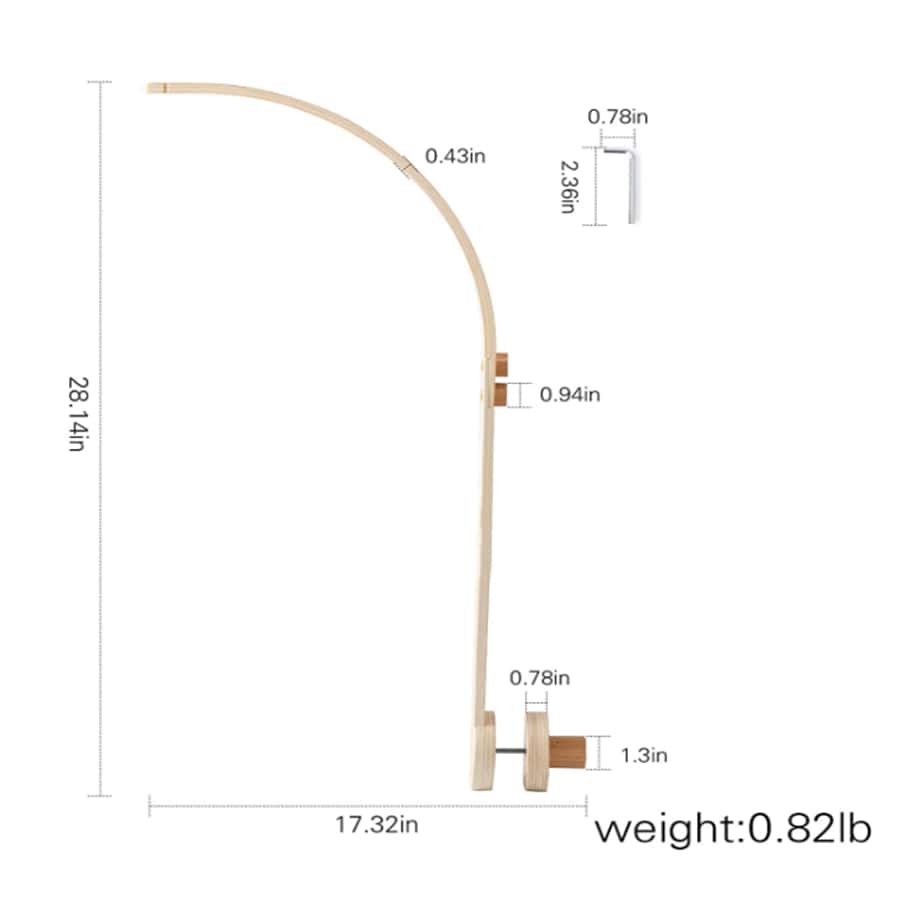 Wooden Crib Mobile Arm Baby Crib Mobile Arm Wooden Holder Rotatable Adjustable Anti Slip