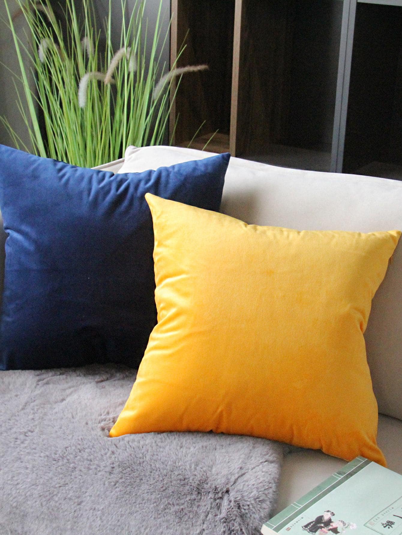 1 Chiếc Vàng Chắc Chắn Đệm Không Làm Đầy Polyester Hiện Đại Mềm Mại Ném Gối Cho Gia Đình - Màu vàng - Xem 1