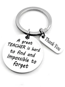1入組女士標語圖案圓形吊飾創意鑰匙圈適用於教師節禮品 - 彩色 - 查看 1