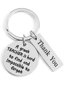 1入組女士標語圖案圓形吊飾創意鑰匙圈適用於教師節禮品 - 彩色 - 查看 2