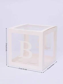 4pcs Simple Solid Color Balloon Box, White Transparent Letter Graphic Balloon Decorative Box For Party - White - View 3