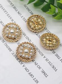 4 Gói Kim Cương Giả Và Giả Ngọc Trang Trí Nút, Vintage Lấp Lánh Rỗng Hợp Kim Kẽm May Nút - Nhiều màu - Xem 2