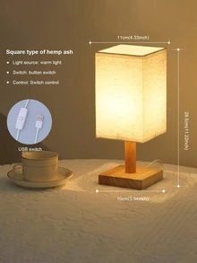 1pc Yellow Light Desk Lamp, Modern Polyester LED Desk Lamp For Home - Grey - View 2