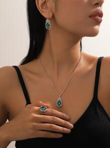 Cái/bộ Quyến Rũ Rhinestone Trang Trí Thiết Kế Giọt Nước Bộ Trang Sức Dành Cho Nữ Dự Tiệc - màu xanh lá - Xem 1