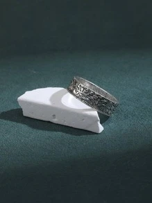 1枚复古锌合金叶子图案戒指，男士日常配饰，珠宝礼品和派对用品 - 彩色 - 查看 3