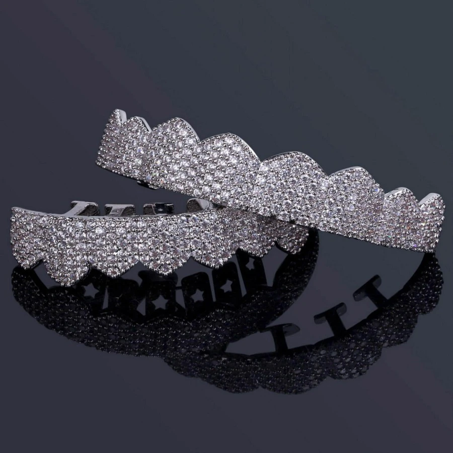 1 bộ Lập phương Khối Zirconia Trang sức niềng răng Màu bạc Khối Zirconia Halloween Hip Hop Phổ biến nhất Đồ trang sức Qủa tặng Buổi tiệc Cho nam giới - Bạc - Xem 1