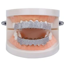 1 bộ Lập phương Khối Zirconia  Trang sức niềng răng Màu bạc Khối Zirconia  Halloween Hip Hop Phổ biến nhất Đồ trang sức Qủa tặng Buổi tiệc Cho nam giới - Bạc - Xem 5