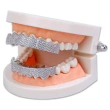 1 bộ Lập phương Khối Zirconia  Trang sức niềng răng Màu bạc Khối Zirconia  Halloween Hip Hop Phổ biến nhất Đồ trang sức Qủa tặng Buổi tiệc Cho nam giới - Bạc - Xem 6
