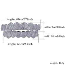 1 bộ Lập phương Khối Zirconia  Trang sức niềng răng Màu bạc Khối Zirconia  Halloween Hip Hop Phổ biến nhất Đồ trang sức Qủa tặng Buổi tiệc Cho nam giới - Bạc - Xem 3