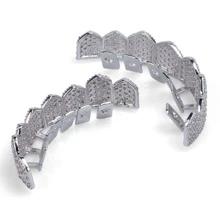 1 bộ Lập phương Khối Zirconia  Trang sức niềng răng Màu bạc Khối Zirconia  Halloween Hip Hop Phổ biến nhất Đồ trang sức Qủa tặng Buổi tiệc Cho nam giới - Bạc - Xem 7