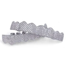1 bộ Lập phương Khối Zirconia  Trang sức niềng răng Màu bạc Khối Zirconia  Halloween Hip Hop Phổ biến nhất Đồ trang sức Qủa tặng Buổi tiệc Cho nam giới - Bạc - Xem 2