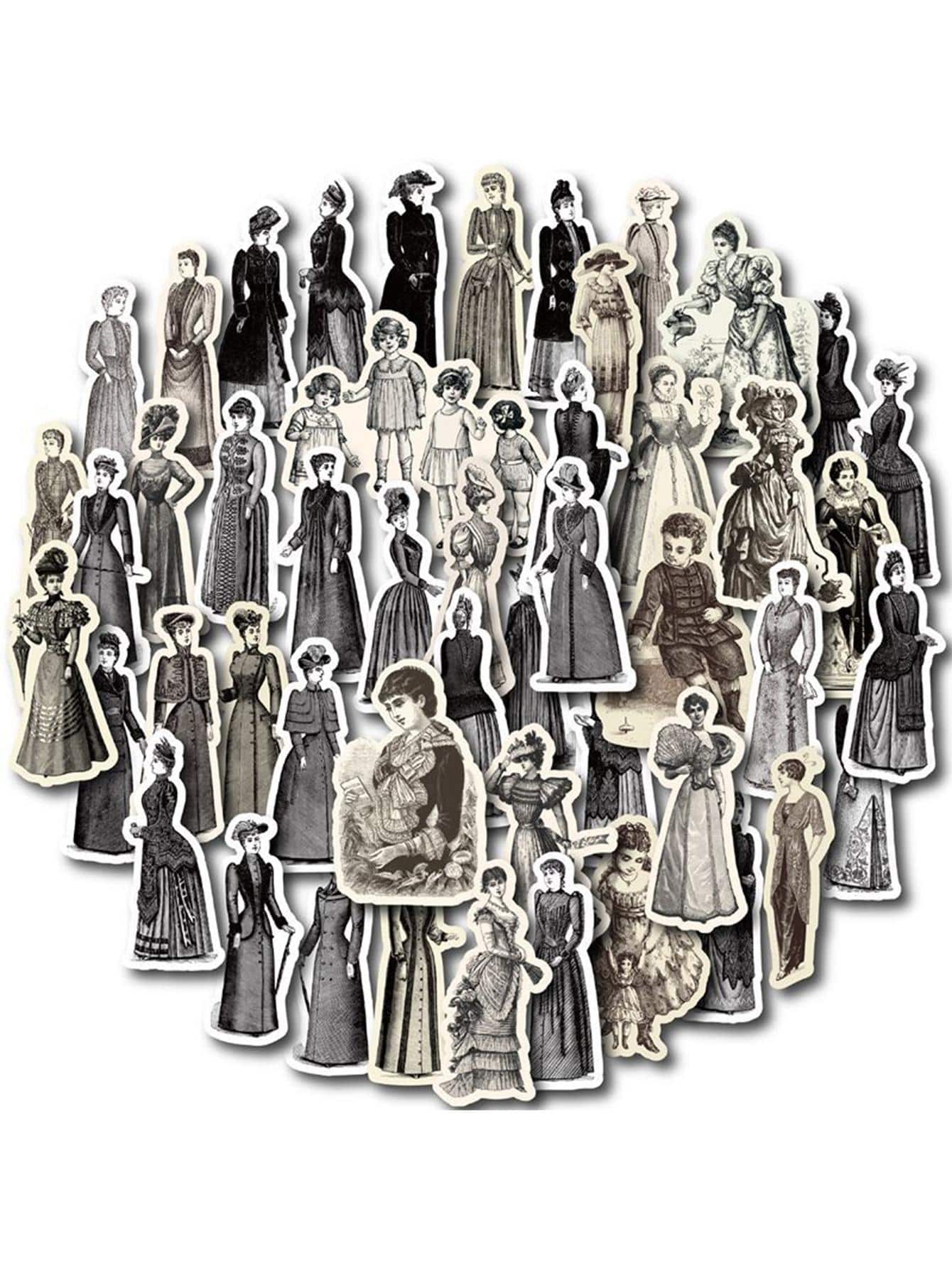 49 piezas con estampado de figura vintage papel para DIY - Multicolor - Ver 1