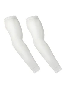 Sun Protective Anti UV 1pair UPF50+ Sun Protection White Polyamide Cycling Ice Sleeves - White - View 6