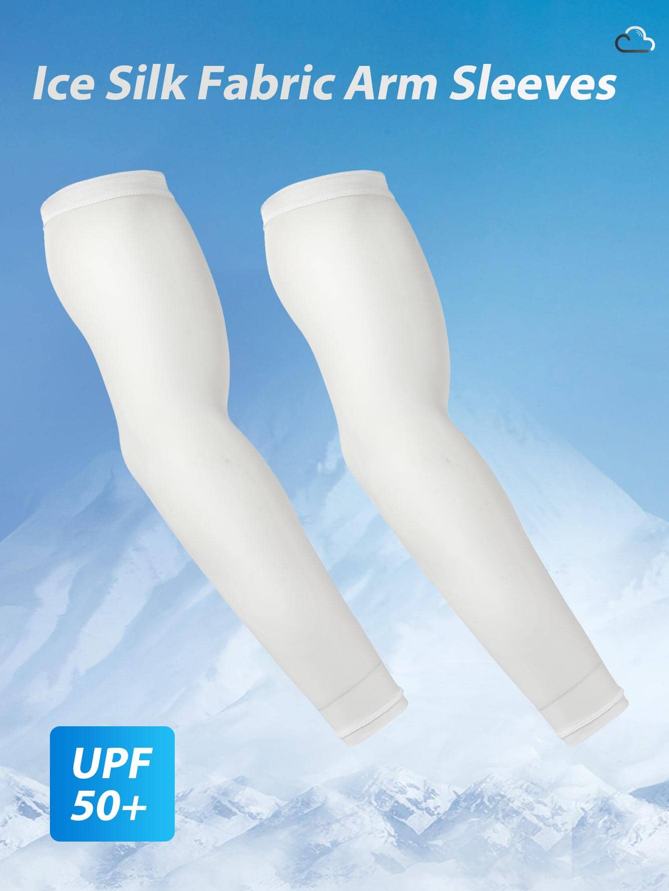 Sun Protective Anti UV 1pair UPF50+ Sun Protection White Polyamide Cycling Ice Sleeves - White - View 1