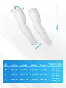 Sun Protective Anti UV 1pair UPF50+ Sun Protection White Polyamide Cycling Ice Sleeves - White - View 2
