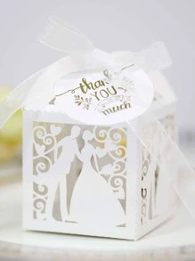 50入組鏤空人像圖案禮物盒 - 白色 - 查看 2