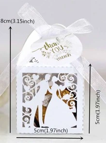 50入組鏤空人像圖案禮物盒 - 白色 - 查看 3