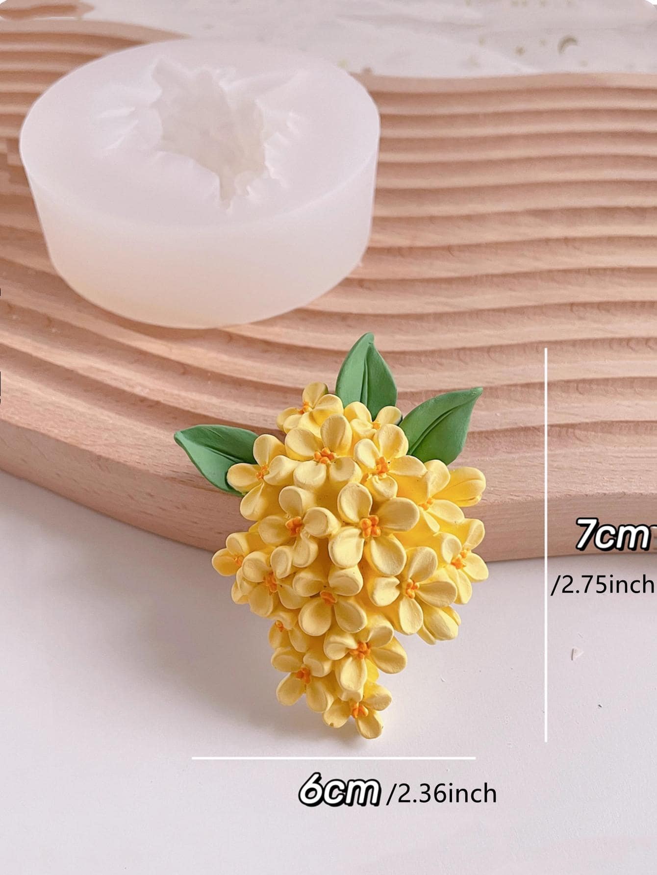 Molde de silicona cilíndrico 3D de flor de Osmanthus para hacer jabón, molde DIY para velas - Blanco - Ver 1