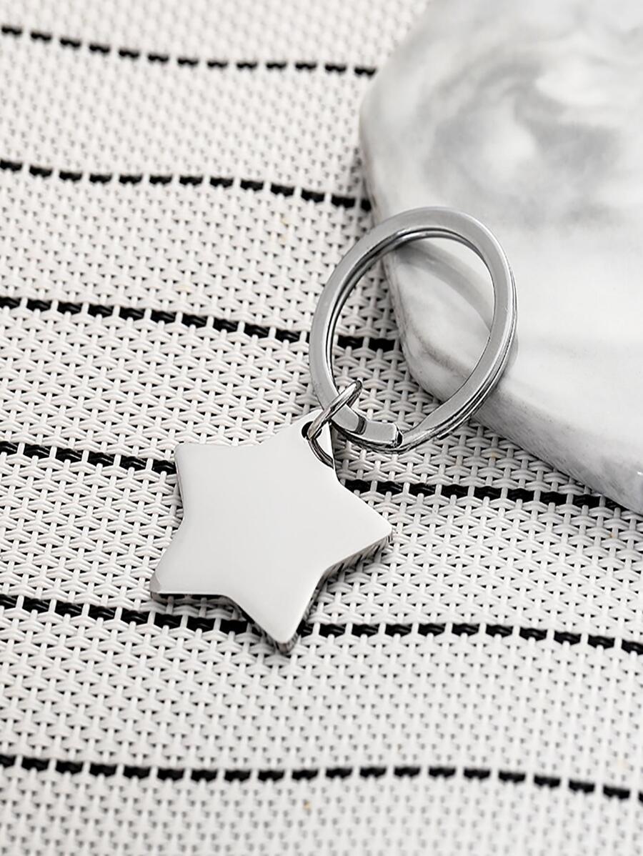 1pc Unisex Star Charm Móc khóa thời trang để trang trí chìa khóa - Bạc - Xem 1
