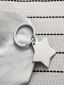 1pc Unisex Star Charm Móc khóa thời trang để trang trí chìa khóa - Bạc - Xem 2