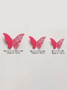 12入組鏤空3D蝴蝶紙蝴蝶設計牆貼裝飾 - 彩色 - 查看 2