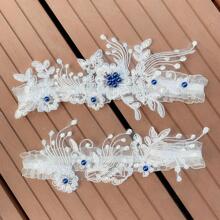 1 pieza Liguero nupcial con adorno de encaje azul y perla artificial > Pulseras de tobillo de moda nupcial