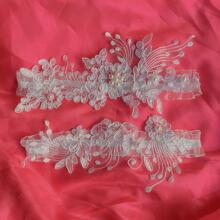 2pcs Elegant Faux Pearl Decor Bridal Garter Belt,For Wedding Cute - White - View 3