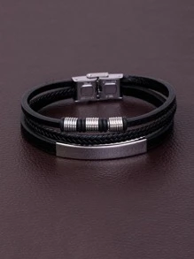 Nam Tối giản Nhiều lớp Vòng đeo tay , Đối với Đồ trang sức Qủa tặng Và Buổi tiệc - màu đen - Xem 2