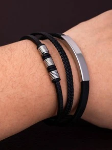 Nam Tối giản Nhiều lớp Vòng đeo tay , Đối với Đồ trang sức Qủa tặng Và Buổi tiệc - màu đen - Xem 1