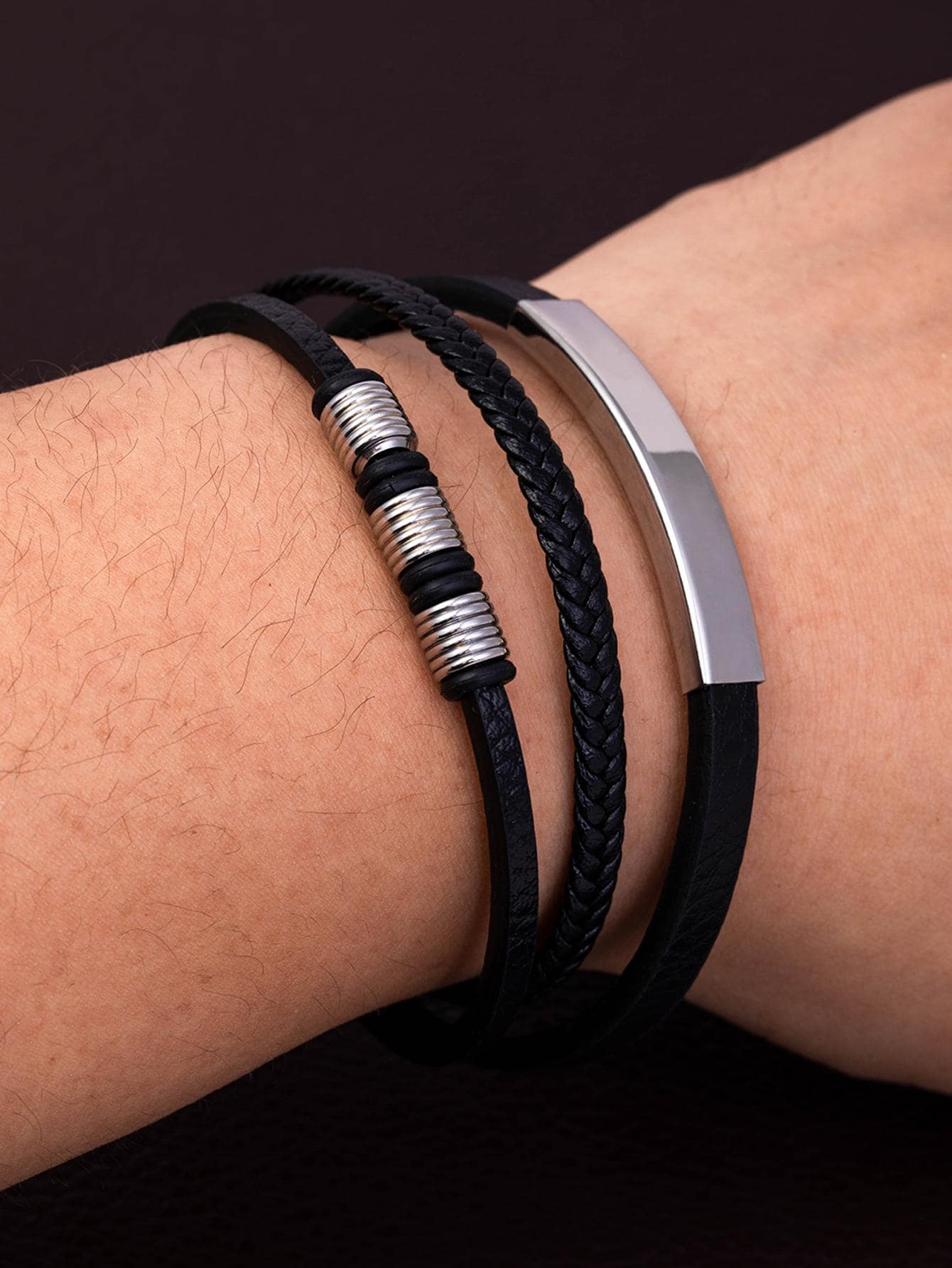 Nam Tối giản Nhiều lớp Vòng đeo tay , Đối với Đồ trang sức Qủa tặng Và Buổi tiệc - màu đen - Xem 1