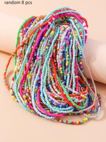 8 cái / bộ Chuỗi thắt lưng đính cườm bằng nhựa đầy màu sắc ngẫu nhiên - Nhiều màu - Xem 3