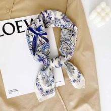 Floral Print Bandana - Blue - View 1