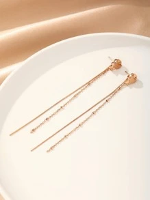 1 Pair Rose Gold Fashionable Sand Casting Small Fish Drop Tassel Dangle Earrings - Rose Gold - View 1