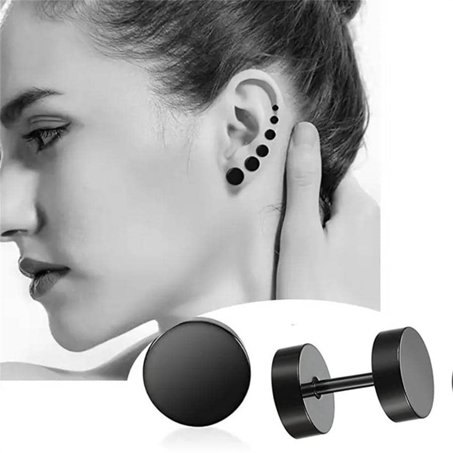 6pairs/set 3-8mm Round Stud Earrings - Black - View 1