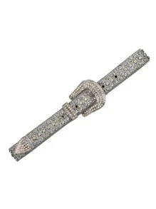 Rhinestone Decor Belt - Black - View 7