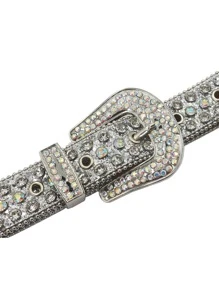 Rhinestone Decor Belt - Black - View 8