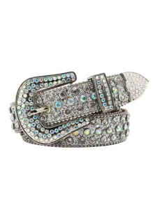 Rhinestone Decor Belt - Black - View 3