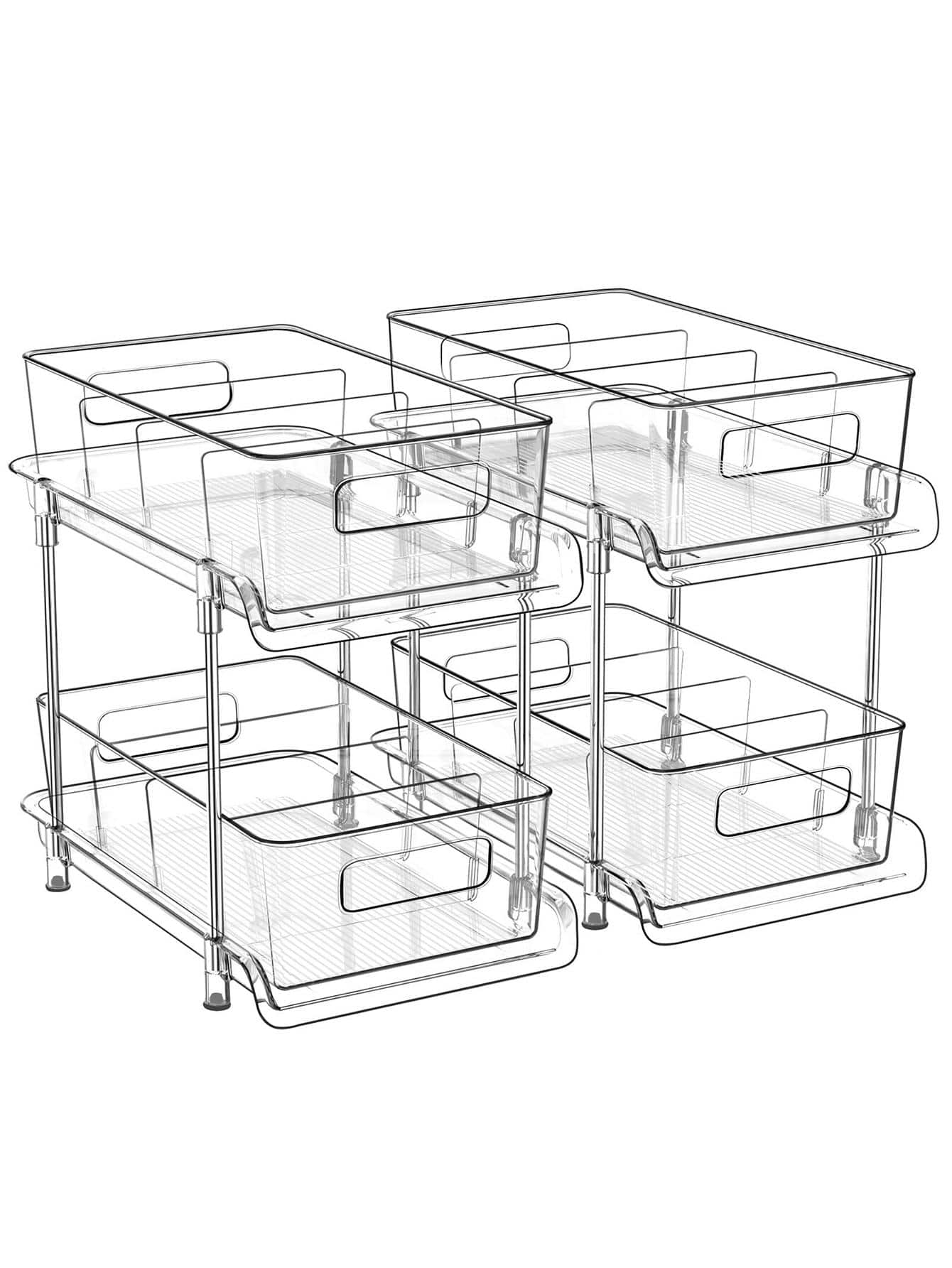 TAIMASI 2 Tier Bathroom Storage Organizer With Dividers, Clear Under Sink Organizers And Storage Pull Out Cabinet Organizer For Bathroom Kitchen Pantry Storage, Medicine Cabinet Organizer, 2 PACK - 無色 - 查看 1