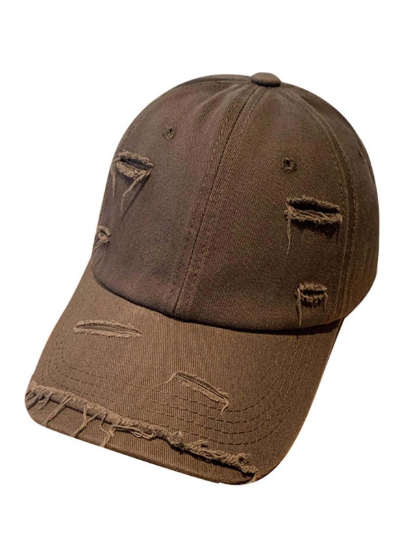 Solid Ripped Baseball Cap SHEIN USA