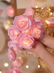 1pc Plastic Led String Light, Romantic Flower Decor Extendable Decorative Light For Party