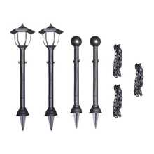 Solar Lights 4 Pcs With Chain Fence And Poles - Black - View 5