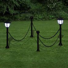 Solar Lights 4 Pcs With Chain Fence And Poles - Black - View 2