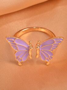 Anillo abierto con diseño de mariposa - Morado - Ver 2