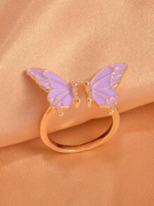Anillo abierto con diseño de mariposa - Morado - Ver 3