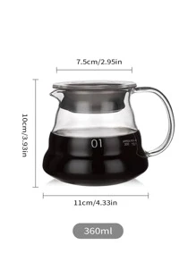 1件玻璃咖啡壺，標準手沖咖啡濾杯，透明咖啡壺，咖啡配件 (360ml/600ml) 返校季 - 無色 - 查看 8