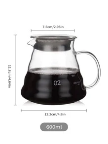 1件玻璃咖啡壺，標準手沖咖啡濾杯，透明咖啡壺，咖啡配件 (360ml/600ml) 返校季 - 無色 - 查看 9
